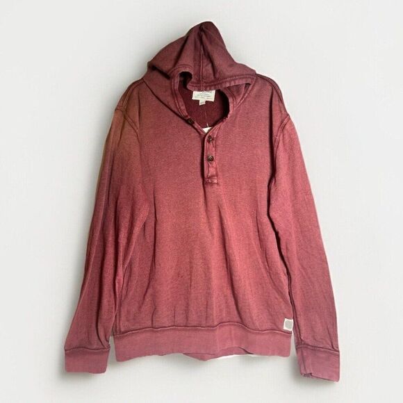 Lucky Brand Mens Henley Hoodie Long Sleeve Buttons Knit L New.        N - Picture 1 of 8